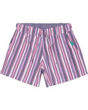 Lounge Loungewear Shorts Organic Brushed Cotton/ Stripe - Purple