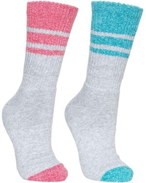 Trespass Boot Socks Cotton Marine Marl/Raspberry Marl - Blue