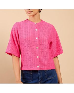Little Mistress Button Top With Boxy Silhouette - Pink