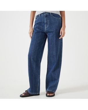 Hush Mid Rhinestone Stripe Cotton Jeans - Blue