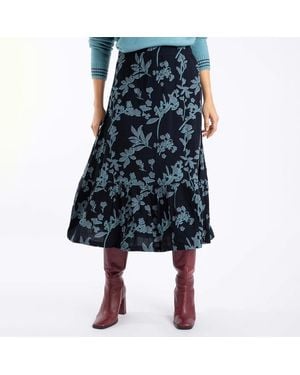 Weird Fish Minnerve Viscose Tiered Maxi Skirt - Blue