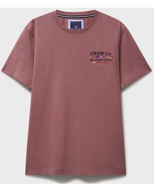 Crew Waterside Back Embroidered Cotton T-Shirt - Purple