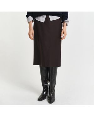 GANT Deep Midi Wool Blend Pencil Skirt - Black