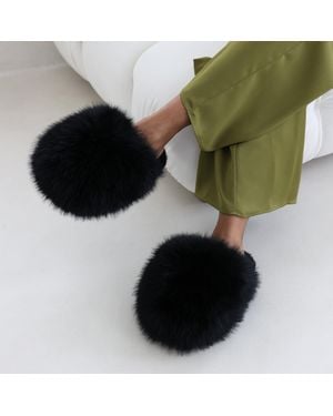 Where's That From 'Inez Ultimate Fluffy Fur Mule Slippers - Green