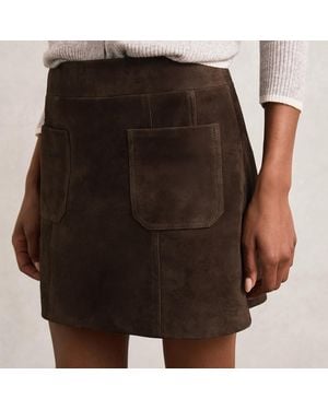 Reiss Vida Suede Patch Pocket Skirt - Brown