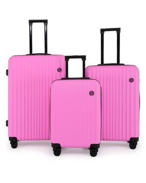 Infinity Luggage Abs Hard Shell Suitcase Set Of 3 - Pink