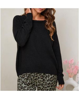 Sofiacashmere Cashmere Blend Round Neck Jumper - Black