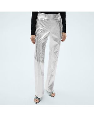 Mango Metallic Straight Leg Trousers