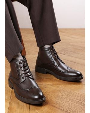 Where's That From 'Henry' Dark Brogue Lace-Up Ankle Boots - Black