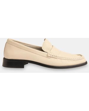 Whistles Cream Mora Square Toe Loafers - Natural