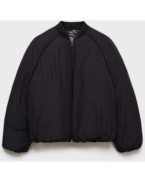 Mango Zip Padded Bomber Jacket - Black