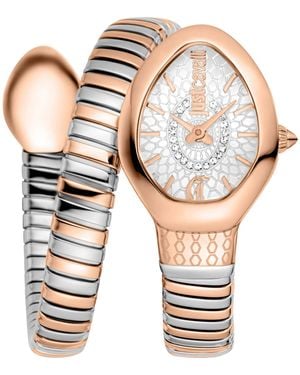 Just Cavalli Jc1L371M0075 Ladies Signature Snake Eclisse Watch - White