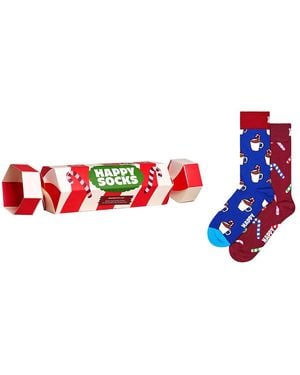 Happy Socks 2-Pack Holiday Striped Cracker Gift Set - Red
