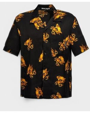 Palm Angels Burning Monogram Shirt - Black