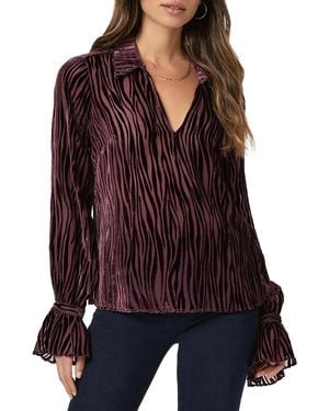 PAIGE Benet Zebra Semi Sheer Blouse - Red