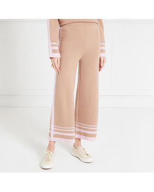 Temperley London Camel Stripe Cashmere Wool Blend Bretton Trouser - Pink