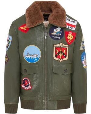 Infinity Leather A2 Top Gun Leather Bomber Jacket-Camborne - Green