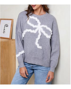 Sofiacashmere Cashmere Blend Mesh Bow Jumper - Blue