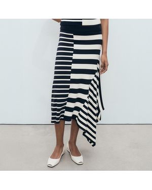Mango Asymmetrical Striped Knit Skirt - Blue