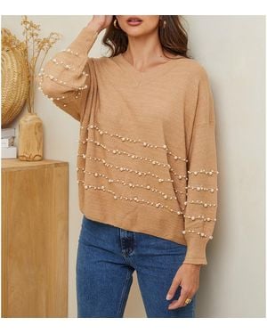 Sofiacashmere Camel Cashmere Blend Pearl Stripe Jumper - Blue