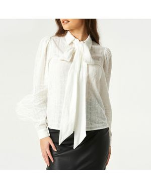 Little Mistress Pussybow Shirt - White
