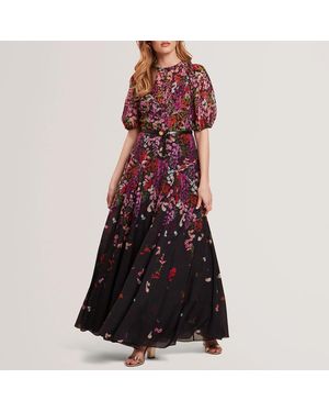 Ted Baker Multi Zahhla Scattered Floral Puff Sleeve Maxi Dress - Black