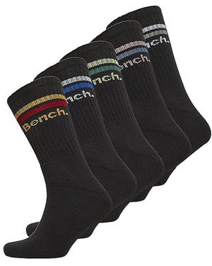 Bench Assorted 5 Pairs Crew Cotton Socks - Black