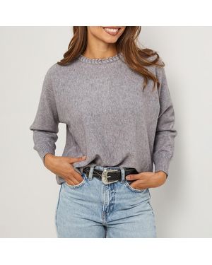 Sofiacashmere Cashmere Blend Neck Detail Jumper - Grey