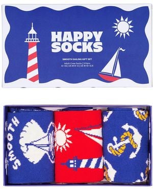 Happy Socks 3-Pack Smooth Sailing Socks Gift Set - Blue