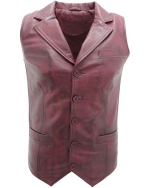 Infinity Leather Classic Burgundy Leather Waistcoat-Gosport - Purple