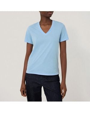 Jigsaw Supima Cotton V Neck T-Shirt - Blue
