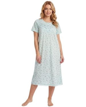 CAMILLE 100% Organic Cotton Short Sleeve Nightdress - Blue