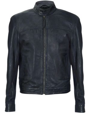 Infinity Leather Classic Fitted Leather Biker Jacket-Stockport - Blue