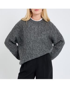 ARKET Mohair Blend Cable Knit Jumper - Grey