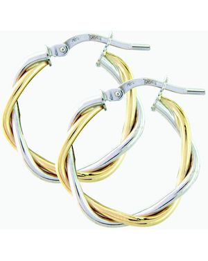 T.H.Baker 9Ct Two-Colour Twist Hoop Earrings Er752 - Metallic
