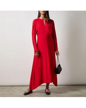 Ro & Zo Petite Crepe Keyhole Midi Dress - Red