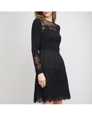 Dolce & Gabbana Semi Sheer Lace Panel Dress - Black