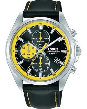 Lorus Sport Chronograph Leather Strap Watch Rm389Jx9 - Grey