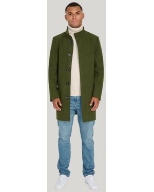 Harry Brown George Wool Melton Coat With Funnel Neck - Green