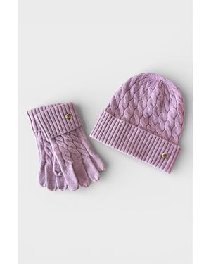 COACH Cable Beanie & Gloves Gift Set Faded - Pink