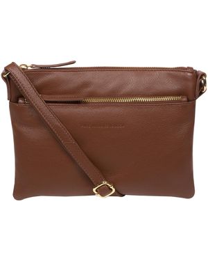 Pure Luxuries 'Hannah' Dark Tan Nappa Leather Cross Body Bag - Brown