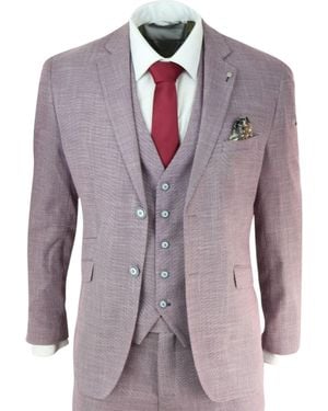 Infinity Leather 3 Piece Blush Linen Summer Spring Classic Suit - Purple