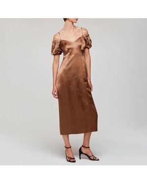 Whistles Bronze Faye Bardot Dress - Brown