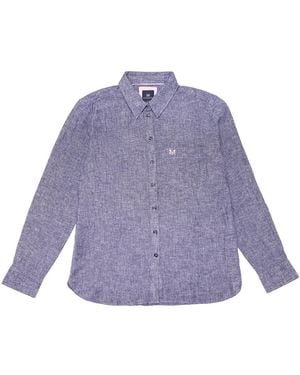 Crew Linen Long Sleeve Shirt - Purple