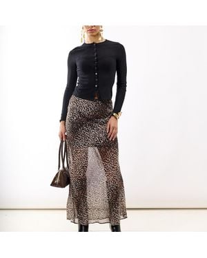 Needs No Label Leopard Chiffon Maxi Skirt - Brown