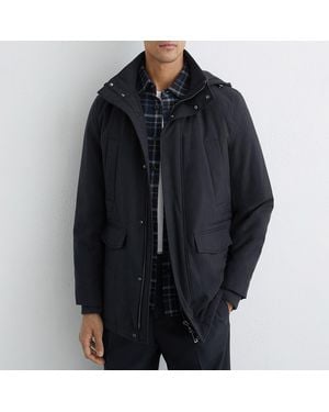 Reiss Lord Hooded Zip Up Coat - Black