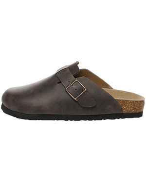 EVER AU Pintail Leather Comfort Clog Sandals - Brown