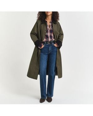 GANT Khaki Waxed Cotton Relaxed Car Coat - Blue