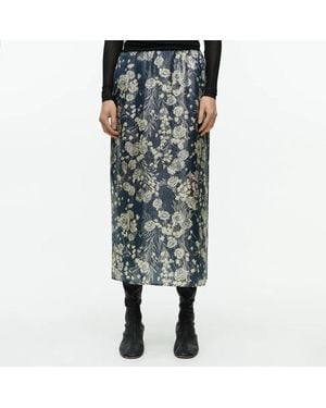 ARKET Floral Metallic Midi Skirt - Green
