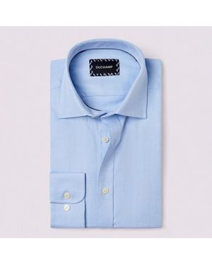 Duchamp Royal Herringbone Cotton Shirt - Blue